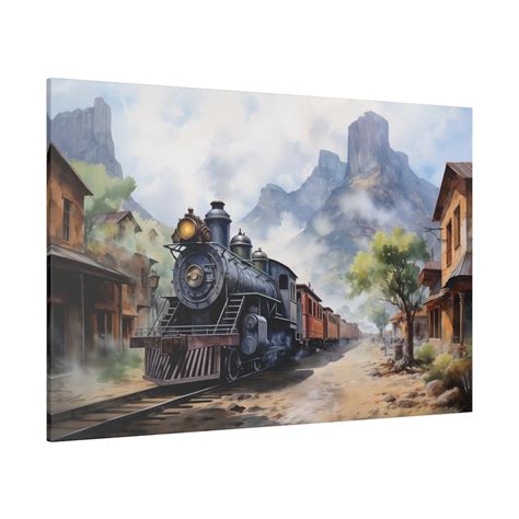 Western Railroad Canvas Art Print, Train Through Ghost Town Wall Art ...