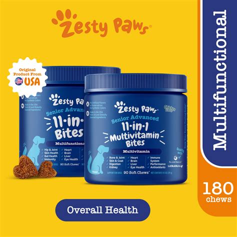 Zesty Paws Senior Advanced 11 In 1 Multivitamin Bites Soft Chews For