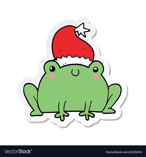 Sticker Of A Cute Cartoon Christmas Frog Vector Image