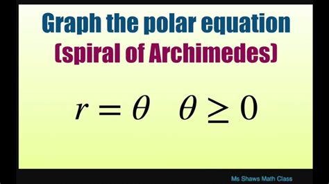 Graph The Polar Equation Spiral Of Archimedes R Theta Test For