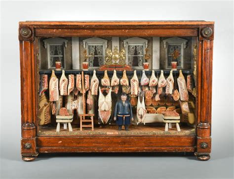 A Victorian Butcher`s Shop Front Model Diorama The Painted Butcher