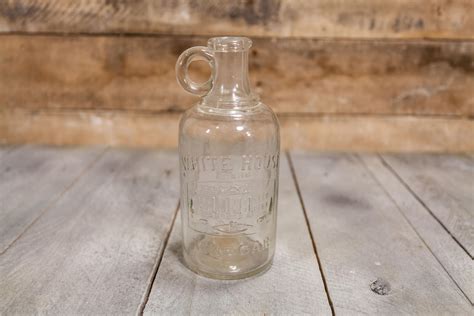 Vintage White House Vinegar Embossed Glass Jug Bottle Clear Bottle