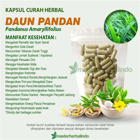 Jual 100 Kapsul DAUN PANDAN Herbal Susah Tidur Insomnia Impotensi