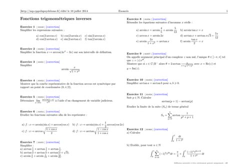 Fonctions trigonométriques inverses