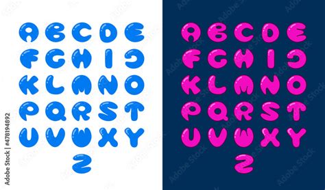 Vector bubble alphabet, Letters A-Z blue and pink color Stock Vector ...