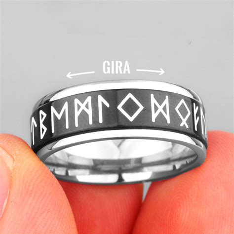 Anillo Giratorio Runas Vikingas Black Vintage Premium L En Wattaca