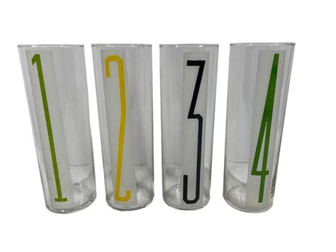 Vintage Libbey Glass Tom Collins Glasses Numbered 1 8 Each In A Different Color For Sale At 1stdibs