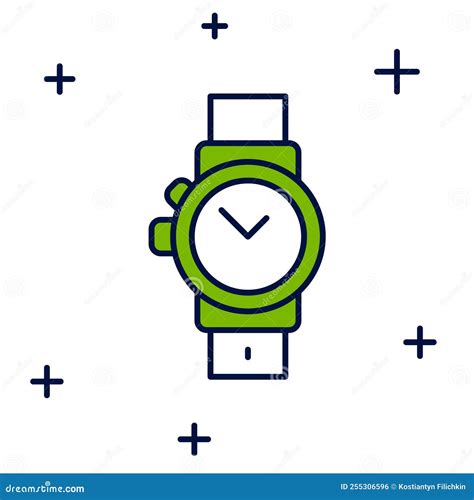 Icono De Reloj De Pulsera De Contorno Relleno Aislado En Fondo Blanco