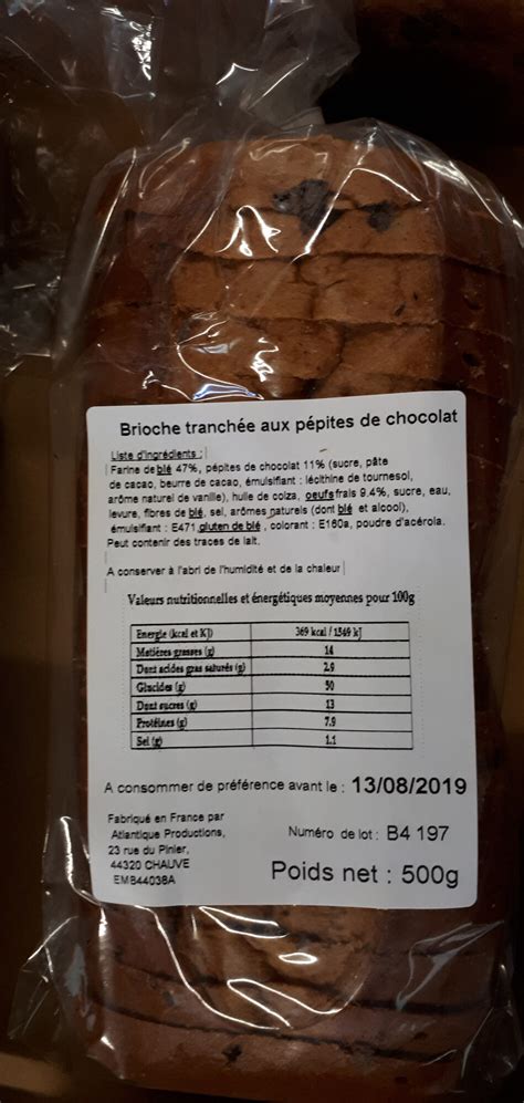 Brioche Tranch E Aux P Pites De Chocolat Sans Marque G