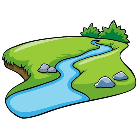 Premium Vector A Drawing Of A River With A River Flowing Through It