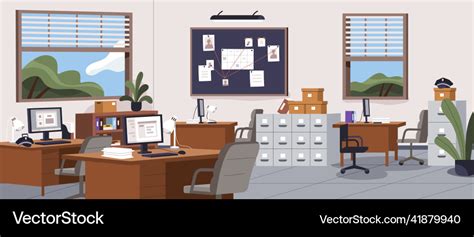 Police office station interior inside of empty Vector Image