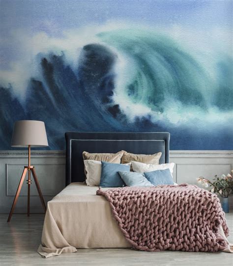 Nature Wallpaper Self Adhesive Peel And Stick Wave Wall Mural Removable