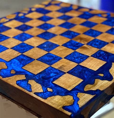 Customizable Epoxy Resin Chess Board Etsy Chess Board Resin And