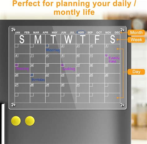 Calendario Magn Tico Para Refrigerador Pizarra De Borrado En Seco De