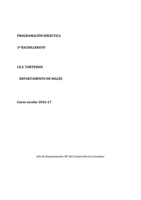 PDF PROGRAMACIÓN DIDÁCTICA 1º BACHILLERATO 4 Objetivos del