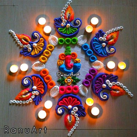 Ganesh chaturthi rangoli 💕 | Free hand rangoli design, Simple rangoli ...