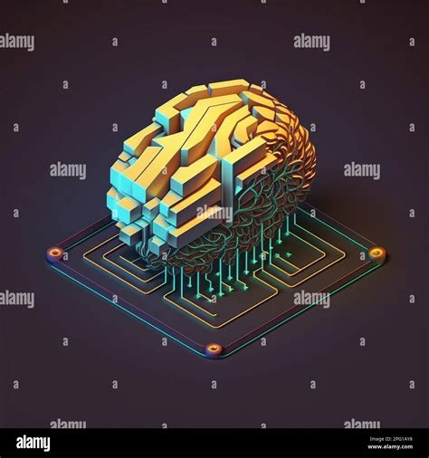 Illuminazione Isometrica Del Cervello Umano Robotico Con I Circuiti