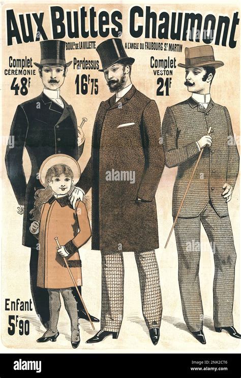 Victorian Advertising Illustration Poster For Men And Womens Clothing