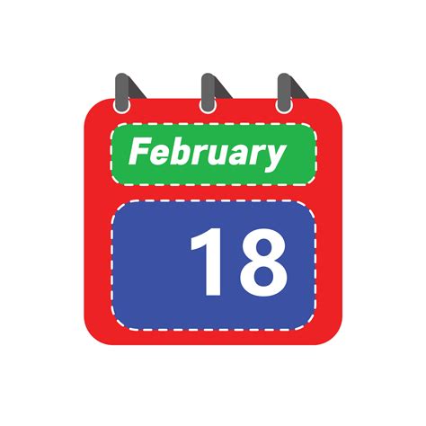 February 18 daily Calendar Icon 26613057 Vector Art at Vecteezy