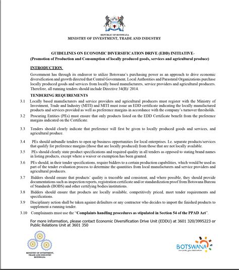 BWgovernment - GUIDELINES ON ECONOMIC DIVERSIFICATION... | Facebook