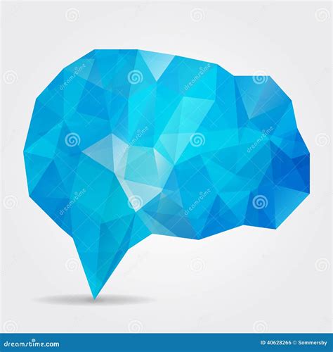 Blue Geometric Speech Bubble With Triangular Polygons Stock Vector