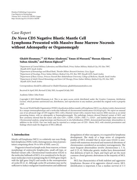 Pdf De Novo Cd Negative Blastic Mantle Cell Lymphoma Presented With