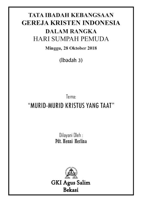 PDF Tema MURID MURID KRISTUS YANG TAAT Gkiagussalim