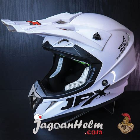 Jual JPX HELM CROSS FOX 1 SOLID PEARL WHITE BLACK FOX1 MOTOCROSS