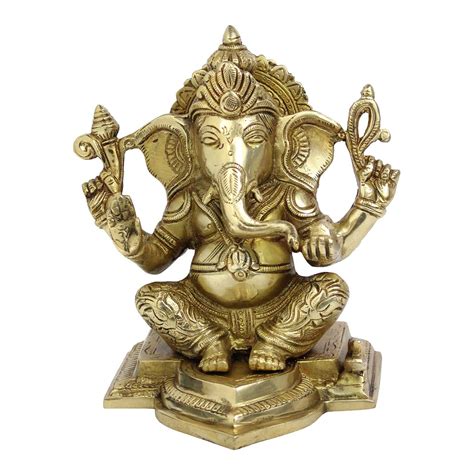 Buy Kartique Brass Ganesh Bhagwan Idol Ganesha Statue With Blessing