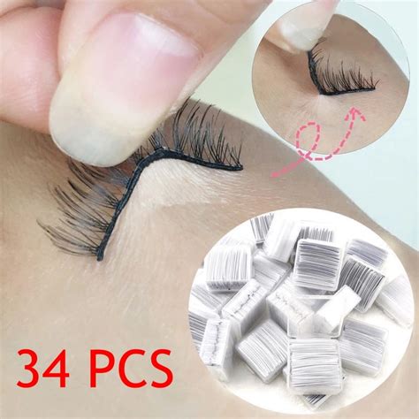 34 Pieces Box Reusable Self Adhesive Glue Free Eyelash Glue Strip False