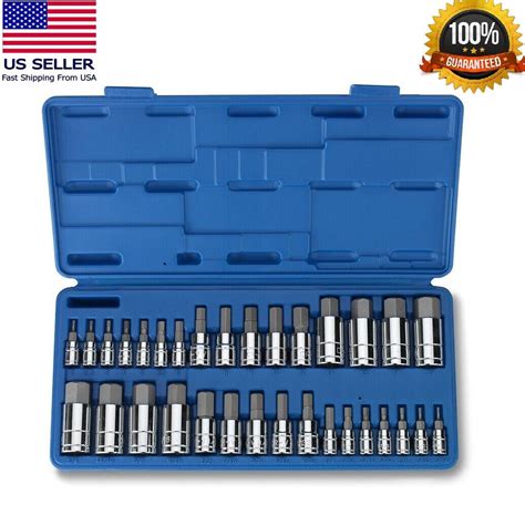 Master Hex Bit Set 34pc Sae And Metric Socket Set Standard Allen 1 4 3 8 1 2