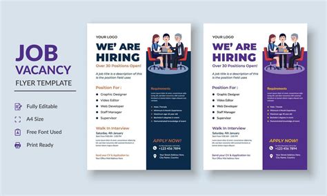 Job Vacancy Flyer Template, Job Recruitment Flyer, We are Hiring Job ...