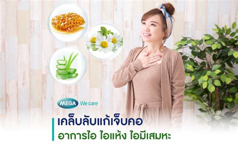 เคล็บลับแก้เจ็บคอ บรรเทาอาการไอ ไอมีเสมหะ Mega We Care Megawecare