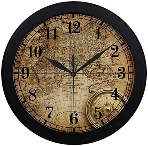 Vintage World Map Round Wall Clock