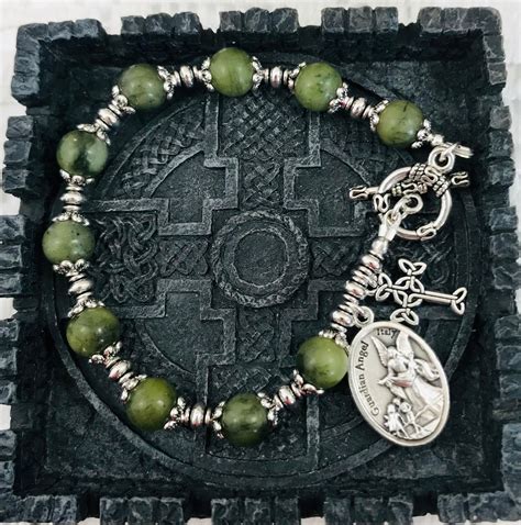 Connemara Irish Marble Guardian Angel Rosary Bracelet Irish Connemara Marble Rosary Single