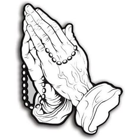 Praying Hands With Rosary Shaped 3m Reflective Sticker Christian Catholic Decal