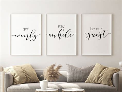 Get Comfy Stay Awhile Be Our Guest Printable Guest Room Etsy Decor