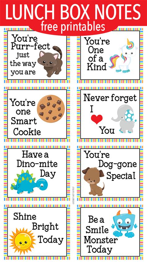 Lunch Notes For Kids Free Printable Lunchbox Notes