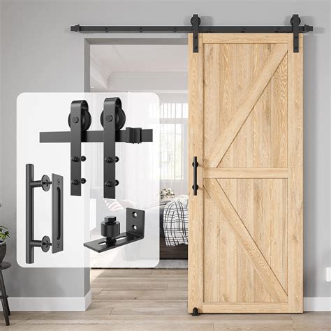 Homlux Ft Heavy Duty Sturdy Sliding Barn Door Hardware Kit Single