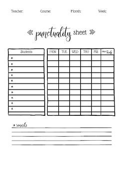 Lesson Plan & Punctuality Template by Paula Grandis | TpT