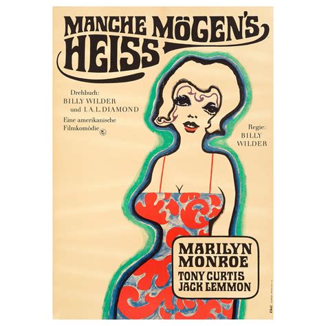 Large Original Vintage Italian Movie Poster For Some Like It Hot Marilyn Monroe At 1stDibs