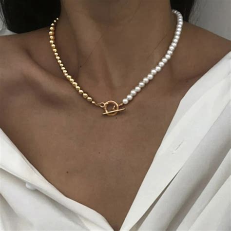 Hot Fashion Imitation Pearls Bead Chain Necklace Women Classic Ot