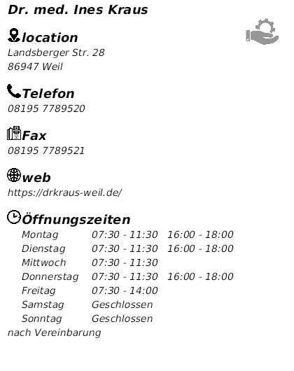 Dr Med Ines Kraus Allgemeinmediziner In Weil Ffnungszeiten