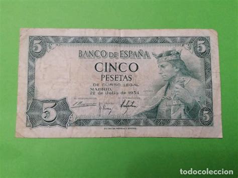 billete 5 pesetas 1954 mbc Comprar Billetes españoles antiguos en