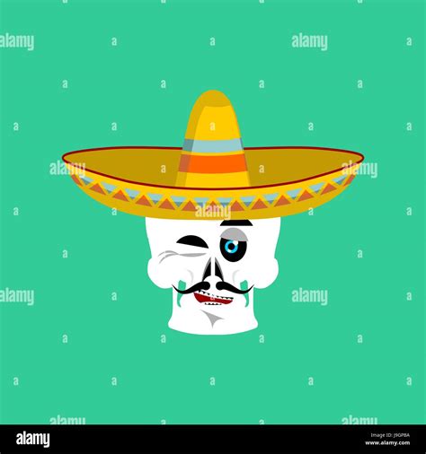 Skull in sombrero winking Emoji. Mexican skeleton for traditional feast day of the dead Stock ...