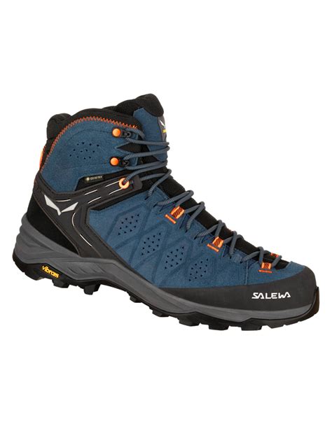 Salewa Ms Alp Trainer Mid Gtx Dark Denim Fluo Orange Wandelschoenen