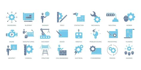 Engineering Icons Set Set Of Editable Stroke Icons Vector Set Of