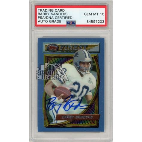 Barry Sanders Topps Finest Football Autograph Card Psa Dna