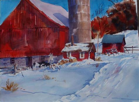 Red Barn Watercolor at PaintingValley.com | Explore collection of Red ...