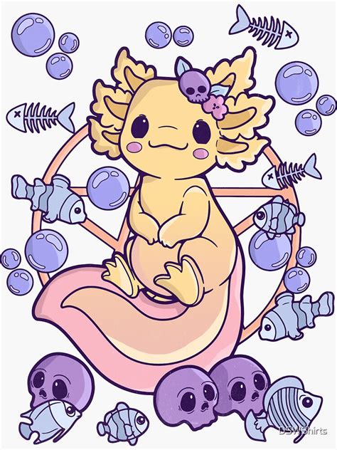 Pastel Goth Halloween Horror Chibi Axolotl Creepy Kawaii Sticker For